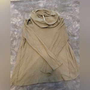 Green waffle cowl neck shirt